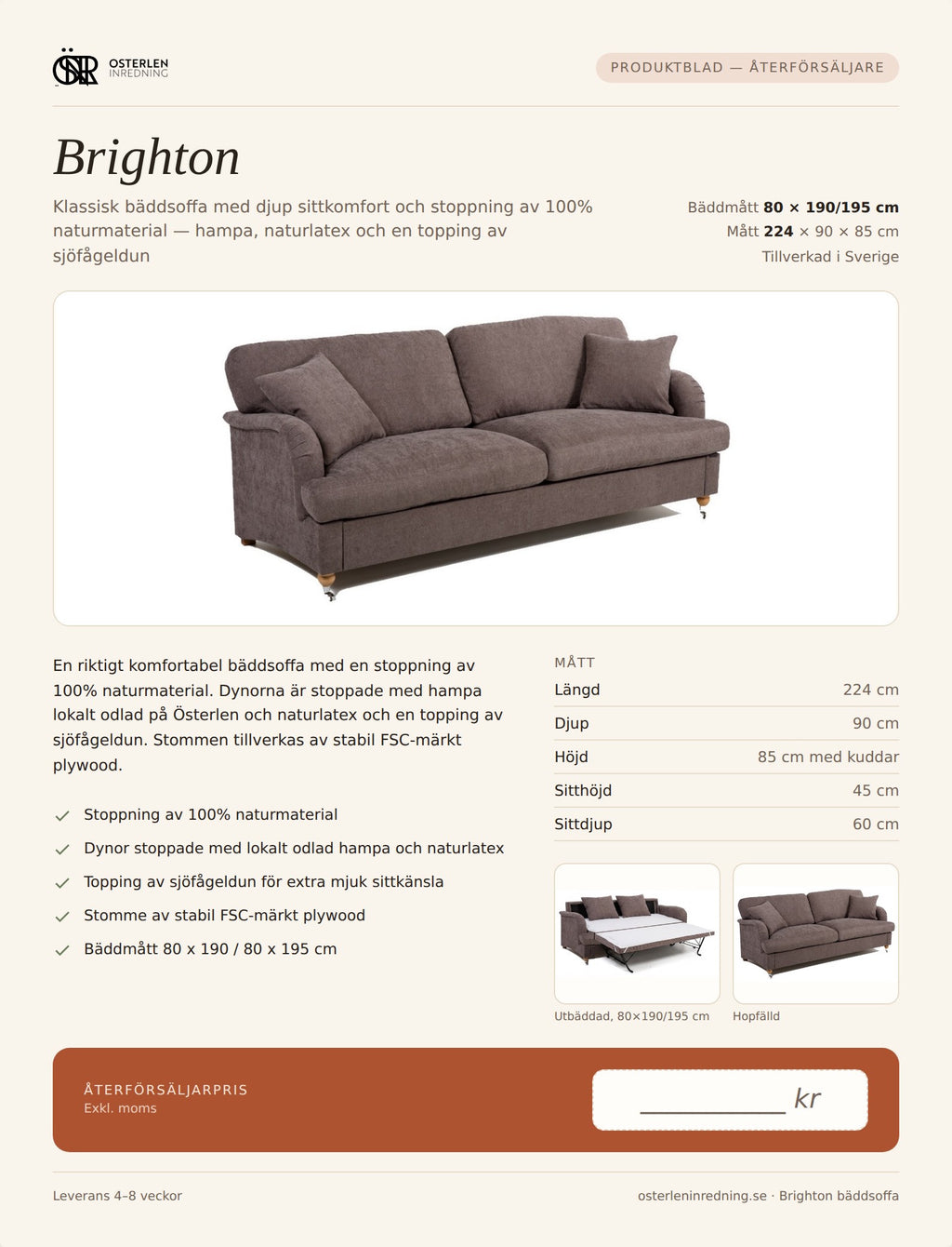 Brighton Sofa Bed from Österlen Interior Design